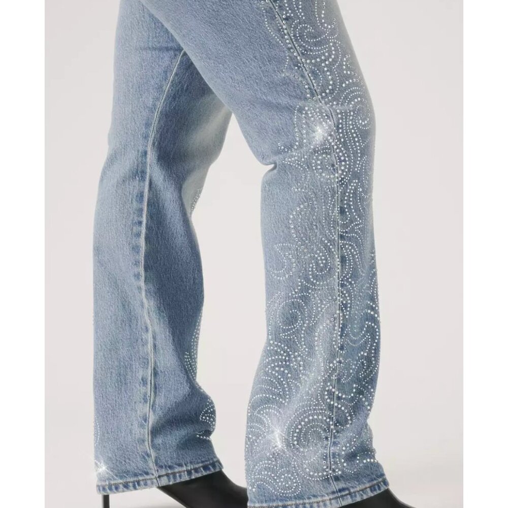 Beyoncé X Levi's 501 Curve Women's 26x32 Jeans Western Crystal - Picture 2 of 7